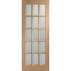 Three Folding Doors & Frame Kit - SA 15 Pane Oak 2+1 - Bevelled Clear Glass - Unfinished