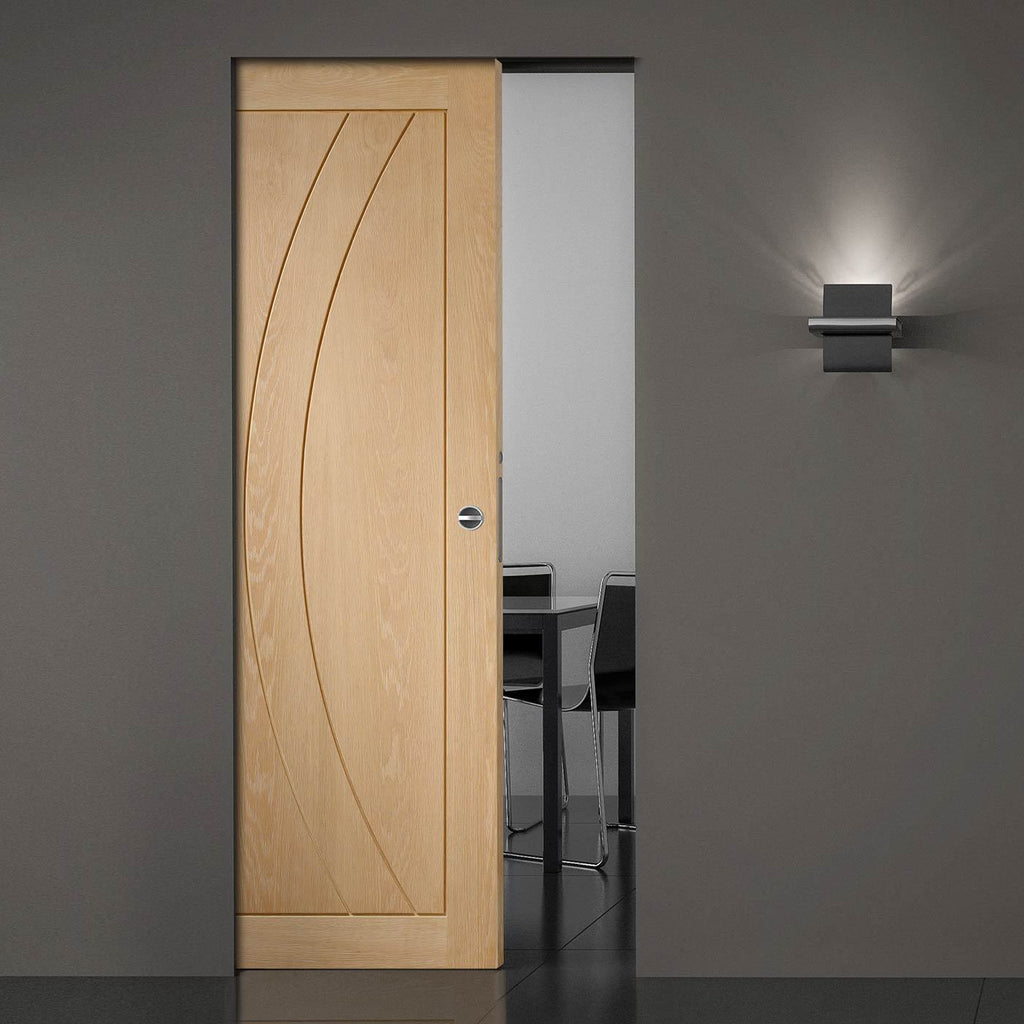 Bespoke Salerno Oak Flush Single Frameless Pocket Door