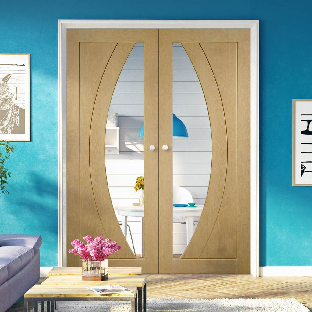 Prefinished Bespoke Salerno Oak Glazed Door Pair - Choose Your Colour