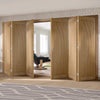 Six Folding Doors & Frame Kit - Salerno Oak Flush 3+3 - Prefinished