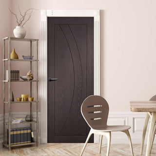 Image: Mode Salerno Internal Door - Umber Grey Laminate - 1/2 Hour Fire Rated - Prefinished