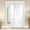 Two Sliding Doors and Frame Kit - Salerno Flush Door - White Primed