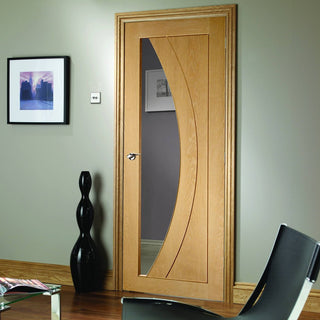 Image: Door and Frame Kit - Salerno Oak Door - Clear Glass - Prefinished