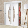 Bespoke Thruslide Salerno Glazed 2 Door Wardrobe and Frame Kit - White Primed - White Primed