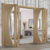 Four Folding Doors & Frame Kit - Salerno Oak 2+2 - Clear Glass - Unfinished
