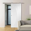 Sirius Tubular Stainless Steel Sliding Track & Salerno Flush Door - White Primed