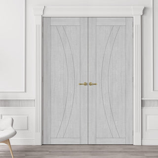 Image: Ravello Light Grey Ash Fire Internal Door Pair - 1/2 Hour Fire Rated - Prefinished