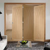 Three Folding Doors & Frame Kit - Salerno Oak Flush 3+0 - Unfinished