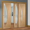 Bespoke Thruslide Salerno Oak Glazed - 3 Sliding Doors and Frame Kit - Prefinished