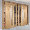Bespoke Thruslide Salerno Oak Glazed 4 Door Wardrobe and Frame Kit - Prefinished