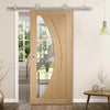 Sirius Tubular Stainless Steel Sliding Track & Salerno Oak Door - Clear Glass - Unfinished