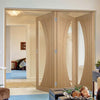 Three Folding Doors & Frame Kit - Salerno Oak 3+0 - Clear Glass - Prefinished