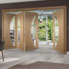 Bespoke Thrufold Salerno Oak Glazed Folding 3+1 Door