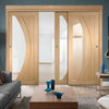 Three Sliding Doors and Frame Kit - Salerno Oak Door - Clear Glass - Prefinished