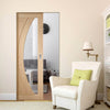 Bespoke Salerno Oak Glazed Single Frameless Pocket Door - Prefinished