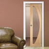 Salerno Oak Single Evokit Pocket Door - Clear Glass