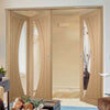 Three Folding Doors & Frame Kit - Salerno Oak 2+1 - Clear Glass - Unfinished