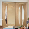 Three Folding Doors & Frame Kit - Salerno Oak 2+1 - Clear Glass - Unfinished
