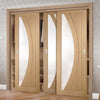 Bespoke Thruslide Salerno Oak Glazed 3 Door Wardrobe and Frame Kit