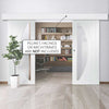 Double Sliding Door & Wall Track - Salerno Doors - Clear Glass - White Primed