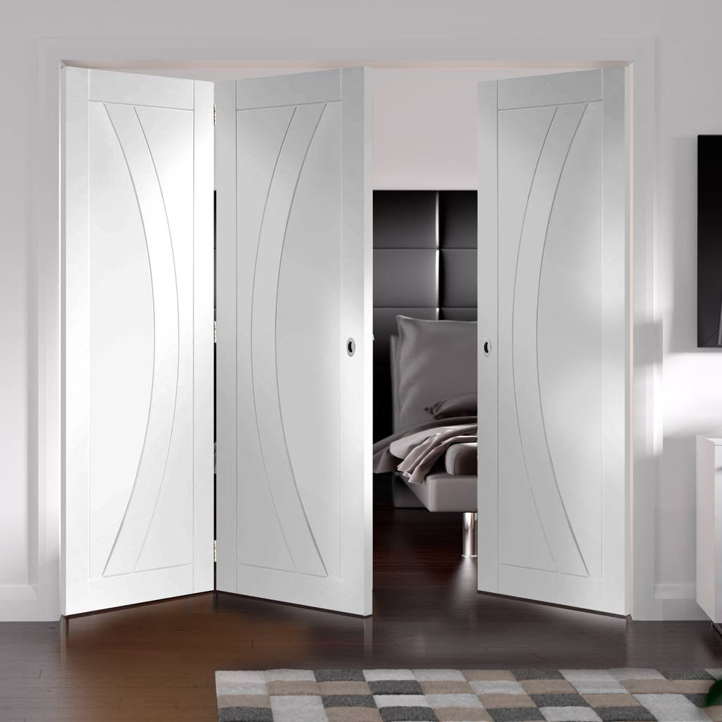 Bespoke Thrufold Salerno White Primed Flush Folding 2+1 Door