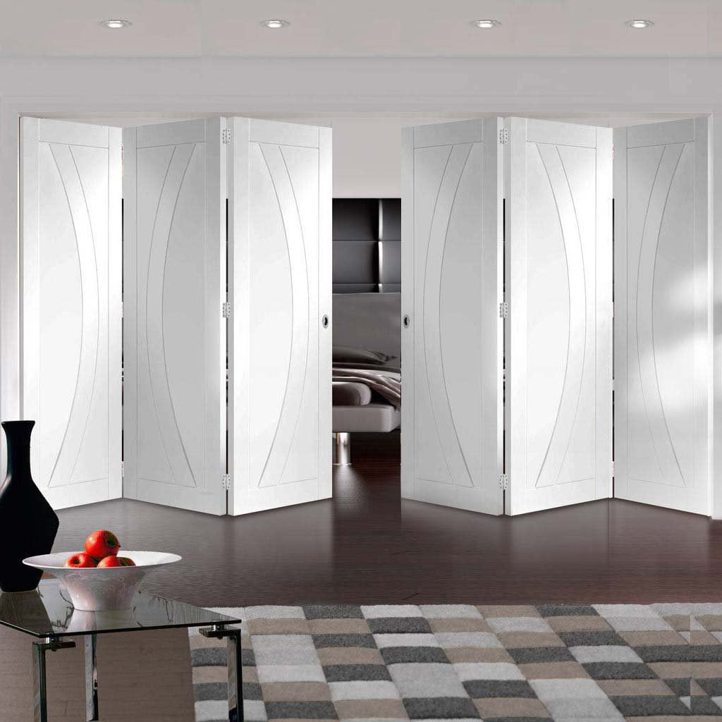 Bespoke Thrufold Salerno White Primed Flush Folding 3+3 Door