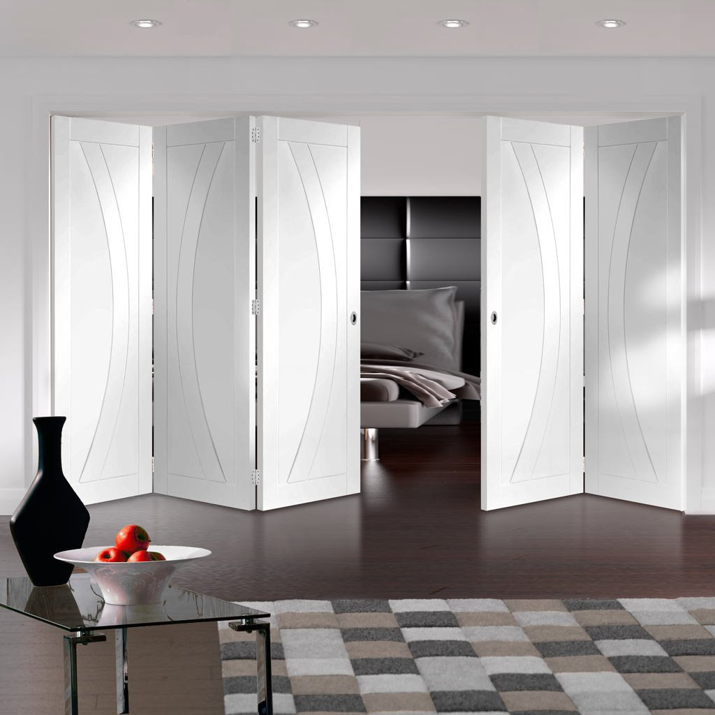 Bespoke Thrufold Salerno White Primed Flush Folding 3+2 Door