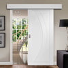 Single Sliding Door & Wall Track - Salerno Flush Door - White Primed