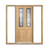 Part L Compliant Salisbury Exterior Oak Door and Frame Set - Part Frosted Double Glazing - Two Unglazed Side Screens, From LPD Joinery