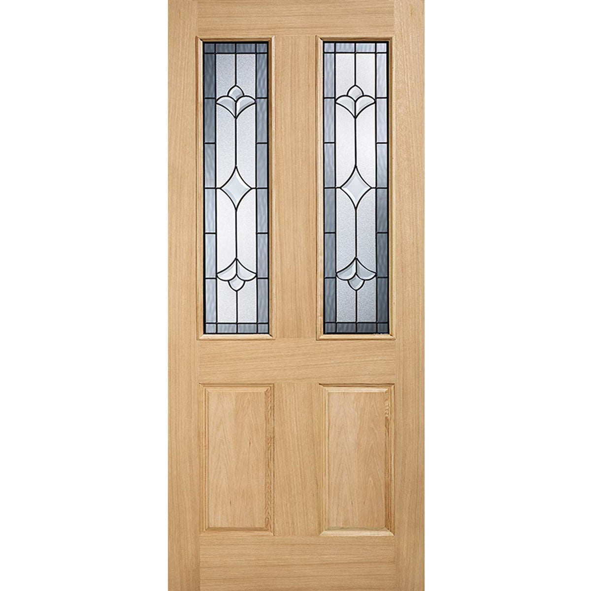 Part L Compliant Salisbury Exterior Oak Door and Frame Set - Part Frosted Double Glazing - One Unglazed Side Screen, From LPD Joinery