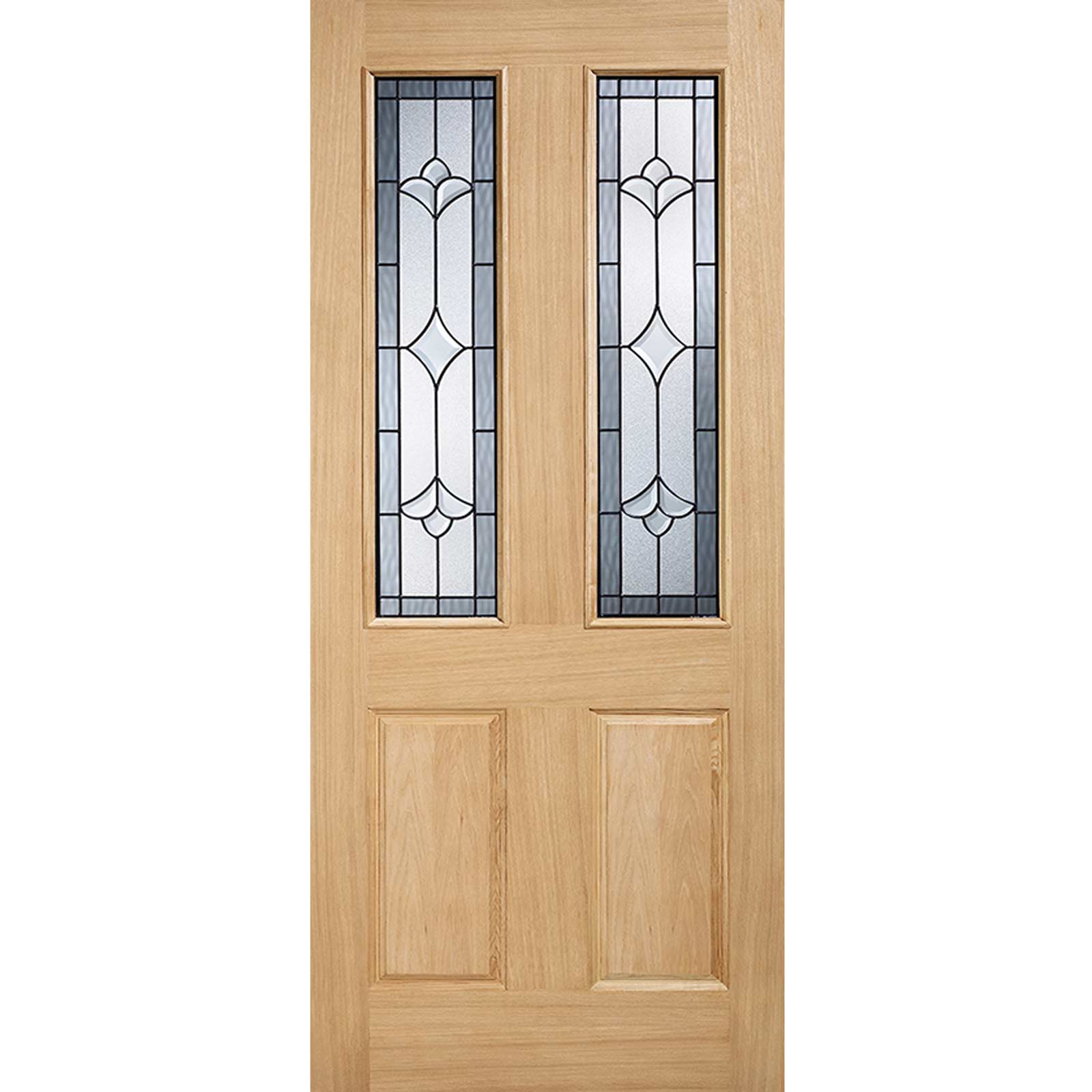 Part L Compliant Salisbury Exterior Oak Door and Frame Set - Part Frosted Double Glazing - One Unglazed Side Screen, From LPD Joinery