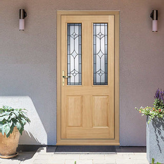 Image: Part L Compliant Salisbury Exterior Oak Door and Frame Set - Part Frosted Double Glazing, From LPD Joinery