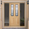 Part L Compliant Salisbury Exterior Oak Door and Frame Set - Part Frosted Double Glazing - Two Unglazed Side Screens, From LPD Joinery