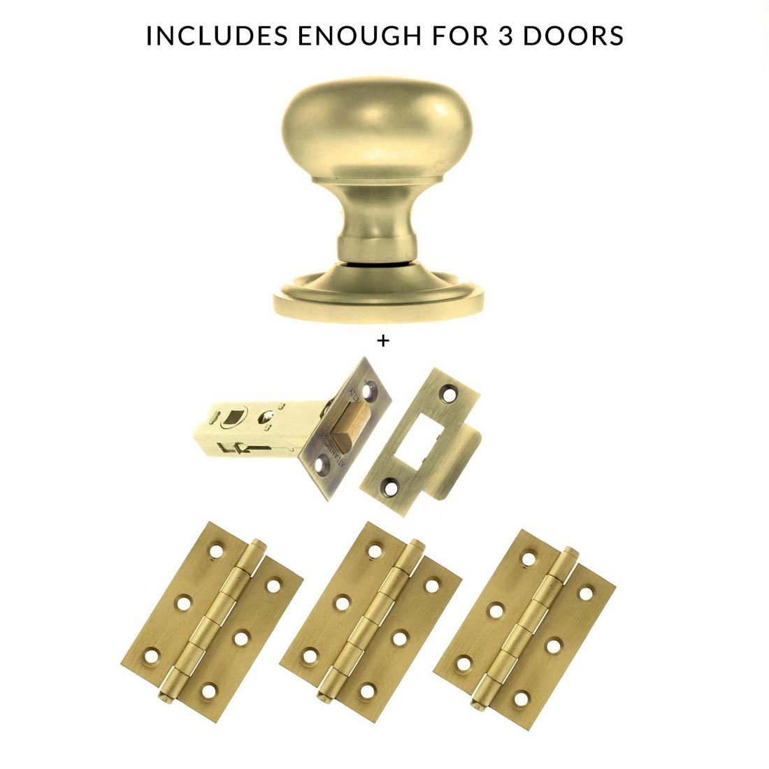 Harrogate Mushroom Old English Mortice Knob - Satin Brass Handle Pack
