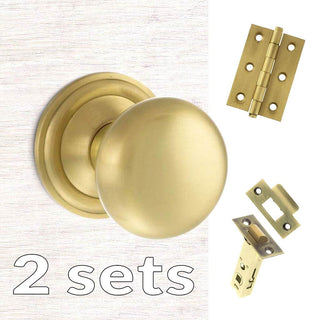 Image: Two Pack Harrogate Mushroom Old English Mortice Knob - Satin Brass