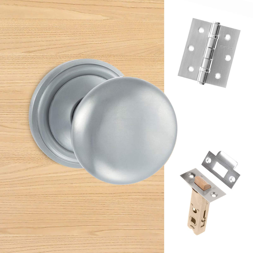 Harrogate Mushroom Old English Mortice Knob - Satin Chrome Handle Pack