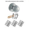 Ripon Reeded Old English Mortice Knob - Satin Chrome Handle Pack