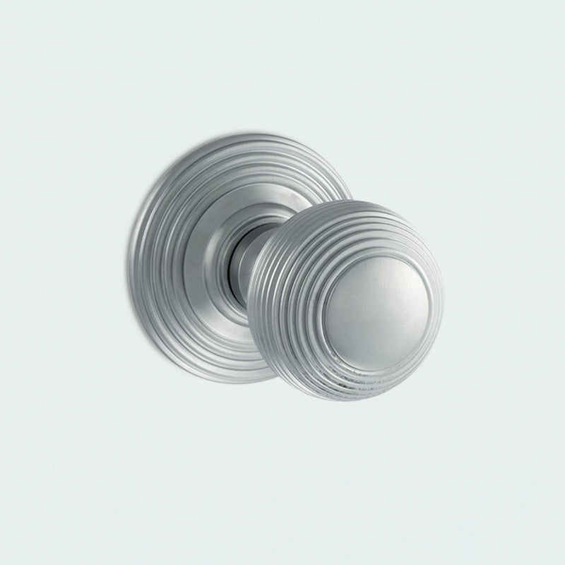 Ripon Reeded Old English Mortice Knob - Satin Chrome