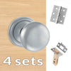 Four Pack Harrogate Mushroom Old English Mortice Knob - Satin Chrome