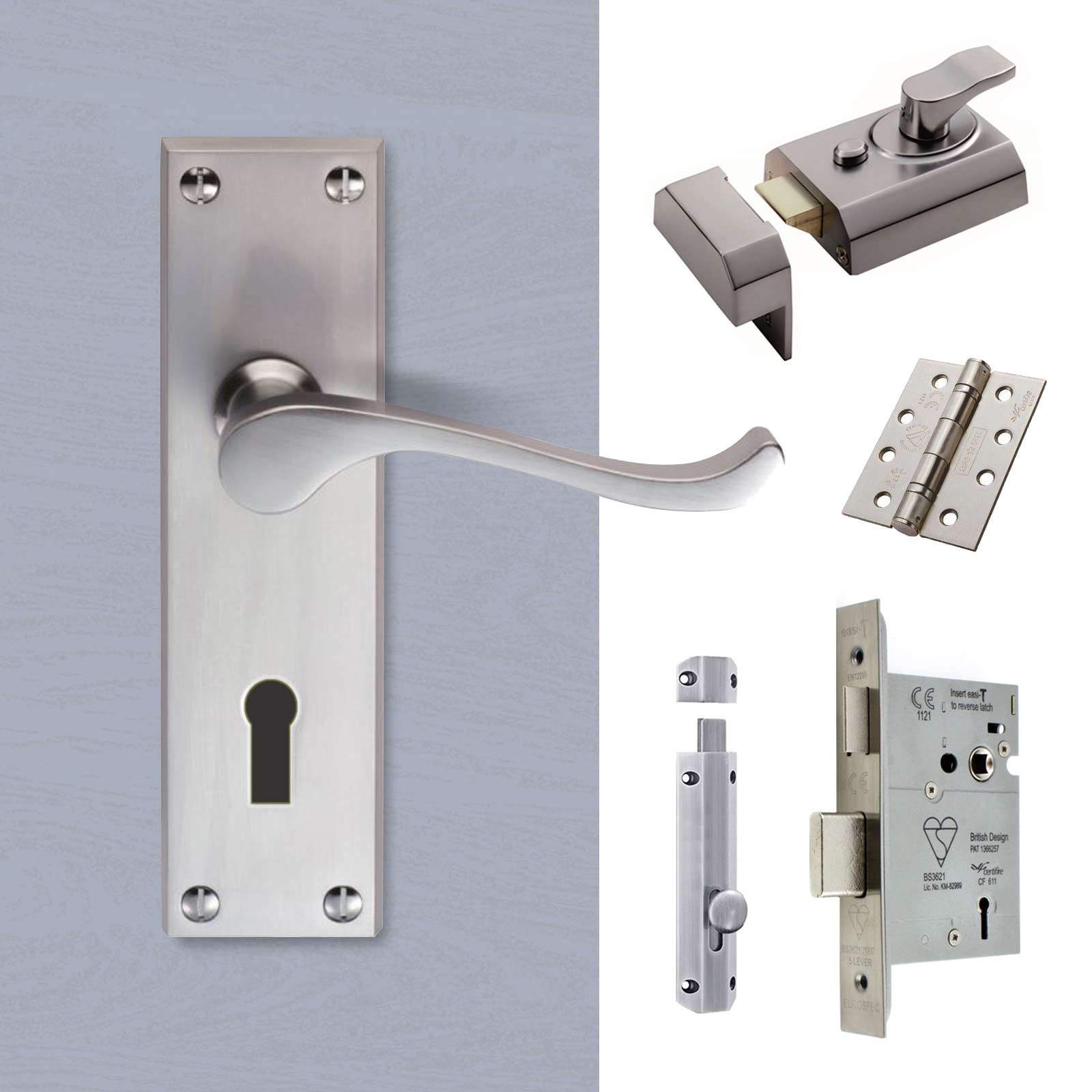 External CBS54 - Contract Range - Victorian Lever Stable Door Handle Pack - Chrome Finish