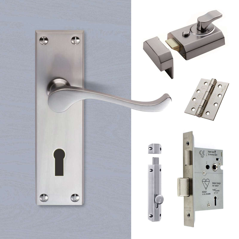 External CBS54 - Contract Range - Victorian Lever Stable Door Handle Pack - Chrome Finish