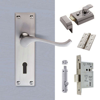 Image: External CBS54 - Contract Range - Victorian Lever Stable Door Handle Pack - Chrome Finish