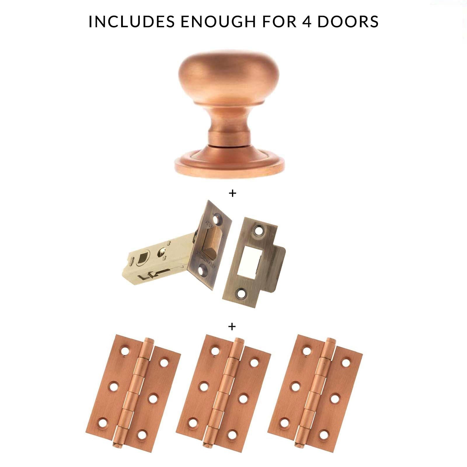 Four Pack Harrogate Mushroom Old English Mortice Knob - Urban Satin Copper