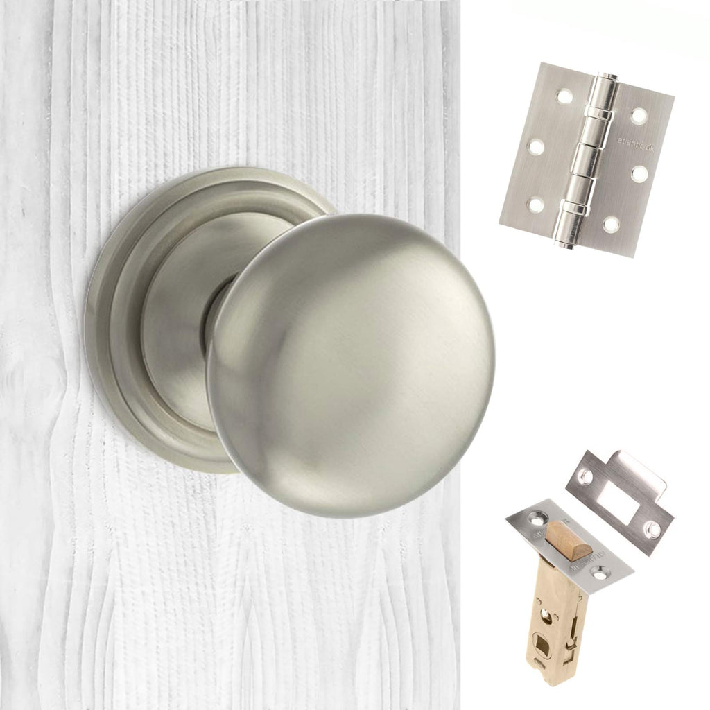 Harrogate Mushroom Old English Mortice Knob - Satin Nickel  Handle Pack