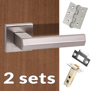 Image: Two Pack Senza Pari Davoli Lever on Flush Rose - Satin Nickel Handle