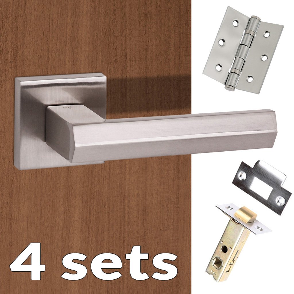 Four Pack Senza Pari Davoli Lever on Flush Rose - Satin Nickel Handle