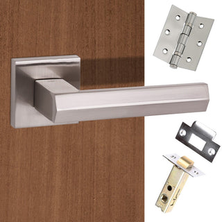 Image: Senza Pari Davoli Lever on Flush Rose - Satin Nickel Handle Pack