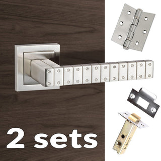 Image: Two Pack Senza Pari Bianca Lever on Square Rose - Satin Nickel Handle