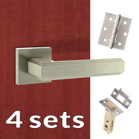 Four Pack Forme Alila Designer Lever on Minimal Square Rose - Satin Nickel