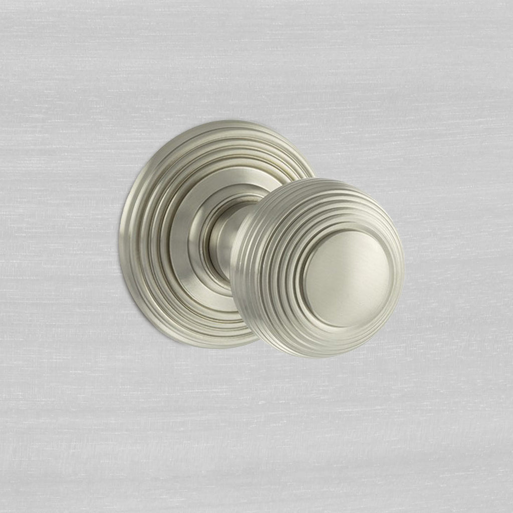 Ripon Reeded Old English Mortice Knob - Satin Nickel